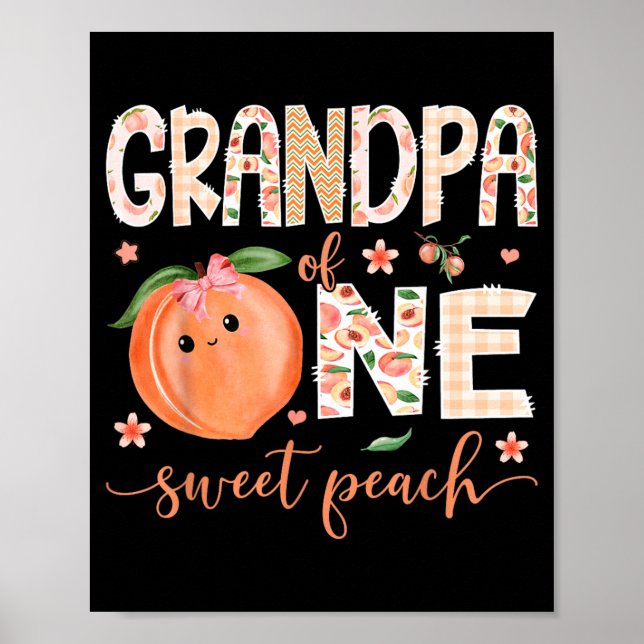 Affiche Grand-père d'une douce pêche Fête d'anniversaire d (Devant)