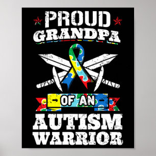 Affiche Grand-Père Fière D'Un Autisme Guerrier Autiste