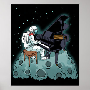 Affiche Grand Piano Music Pianist Gift Astronaut Piano
