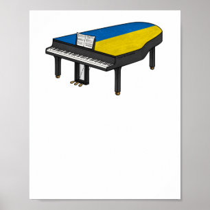 Affiche Grand Piano Ukrainien Drapeau Pianiste musicien St