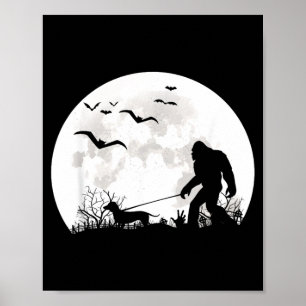 Affiche Grand Pied Marchant Teckel Chien Lune Sasquatch