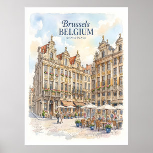 Affiche Grand Place historique de Bruxelles