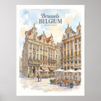 Affiche Grand Place historique de Bruxelles