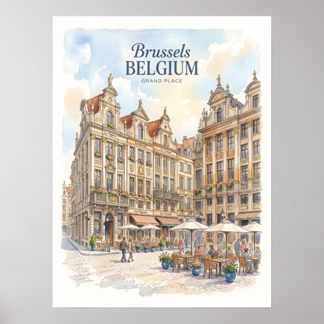 Affiche Grand Place historique de Bruxelles  (Devant)