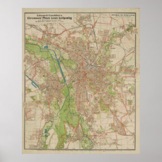 Affiche Grand Plan de Leipzig de E. Gaebler (1943)
