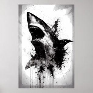 Affiche Grand portrait de requin blanc