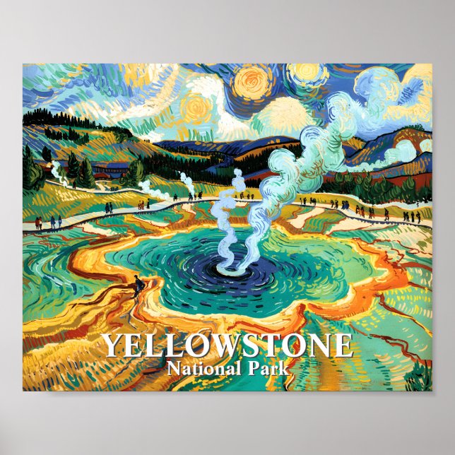 Affiche Grand Prismatic Spring de Yellowstone Van Gogh sur (Devant)
