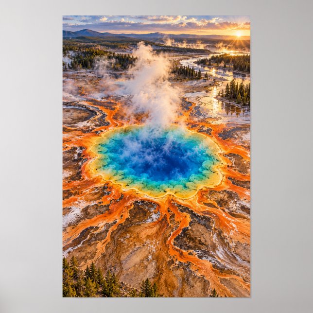 Affiche Grand Prismatic Spring Yellowstone Paysage Mural  (Devant)