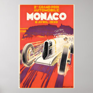 Affiche Grand Prix 1930 Course Automobile Monaco France Vi