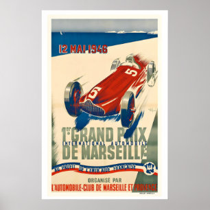 Affiche Grand Prix Automobile Ancien de Marseille