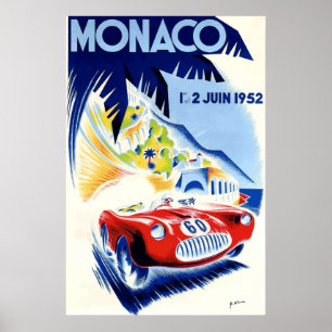 Affiche Grand Prix automobile de Monaco 1952
