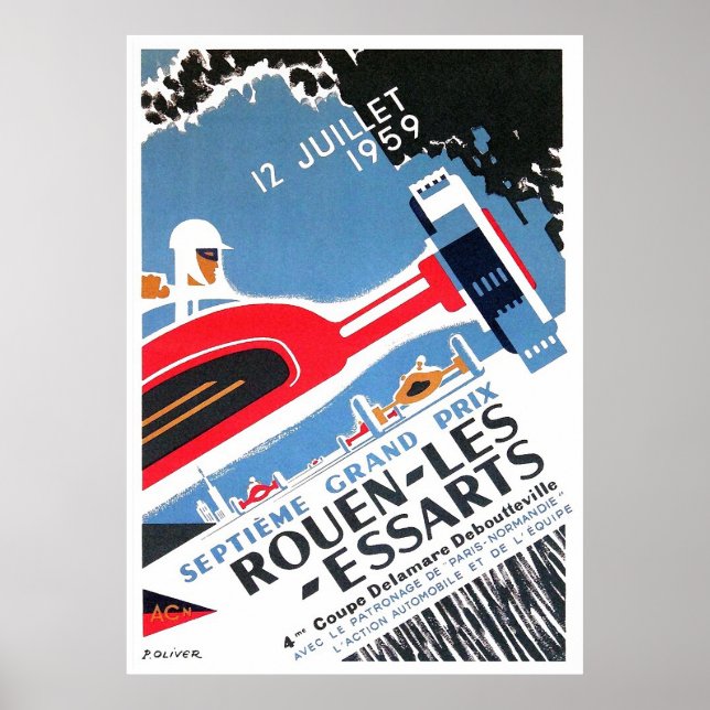 Affiche Grand Prix automobile Rouen Les Essarts 1959 (Devant)