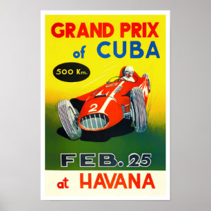 Affiche Grand Prix de Cuba de La Havane 1958