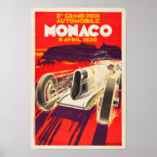 Affiche Grand Prix de Monaco 1930 - Course Vintage