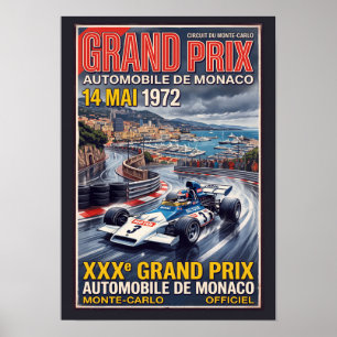 Affiche Grand Prix de Monaco de course automobile rétro
