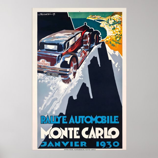 Affiche Grand Prix de Monte-Carlo 1930 Course automobile M (Devant)