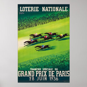Affiche Grand Prix de Paris 28 juin 1936 Loterie Nationale
