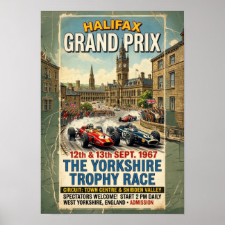 Affiche Grand Prix d'Halifax 1967 Course Trophée du Yorksh