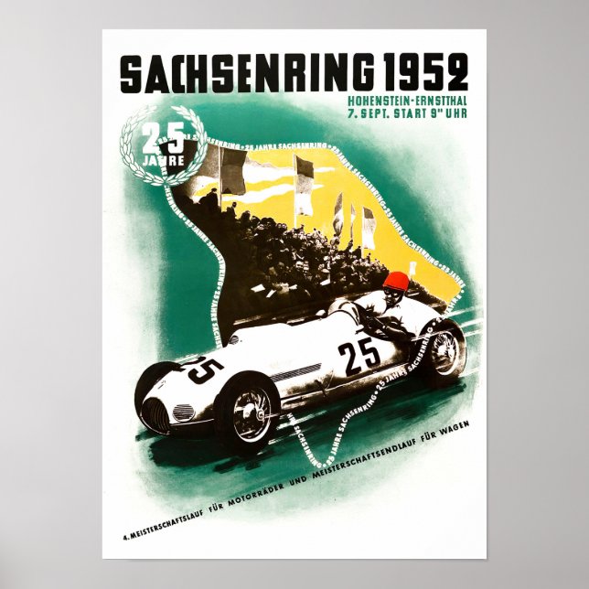 Affiche Grand Prix du Sachsenring 1952 (Devant)