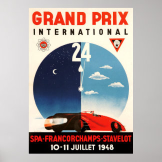 Affiche Grand Prix International Spa Francorchamps 1948