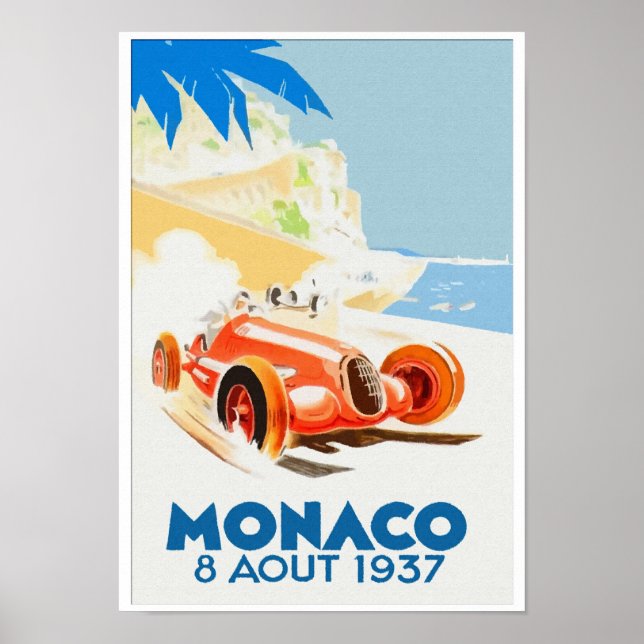 Affiche Grand Prix Monaco 1937 aquarelle (Devant)