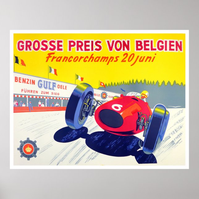 Affiche Grand Prix Spa de course vintage 1956 (Devant)