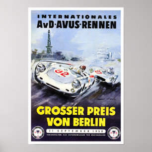 Affiche Grand Prix vintage de Berlin 1958