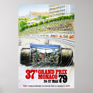 Affiche Grand Prix Vintage de course Monaco 79