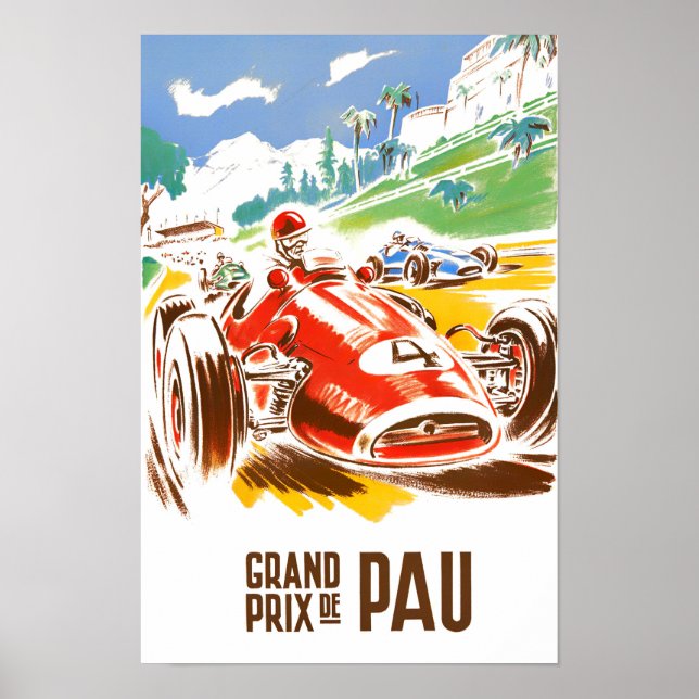 Affiche Grand Prix vintage de Pau (Devant)
