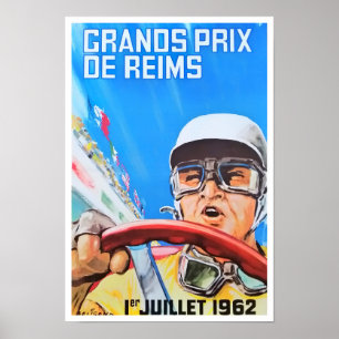Affiche Grand Prix vintage de Reims 1962