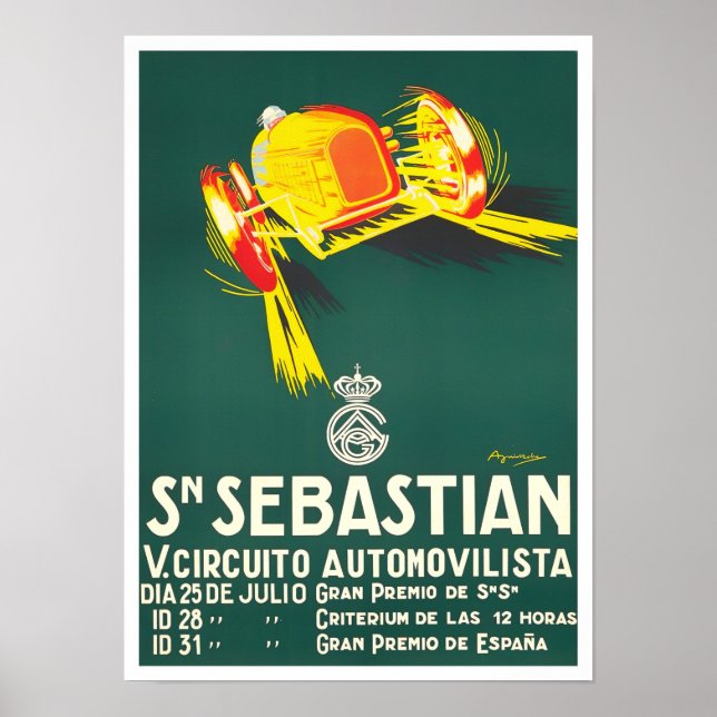 Affiche Grand Prix vintage de Saint-Sébastien 1927 (Devant)