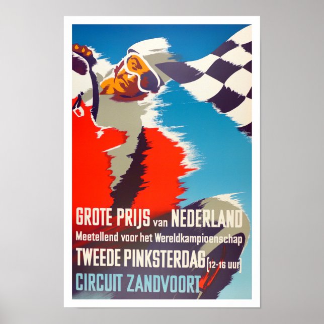 Affiche Grand Prix vintage de Zandvoort 1955 (Devant)