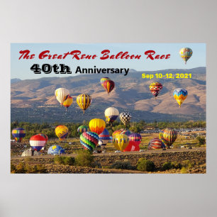 Affiche Grand Reno Balloon Race Balloons de Montée 40e an