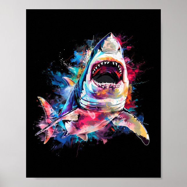 Affiche Grand requin blanc Scuby Plongée Pêche Amateur de  (Devant)