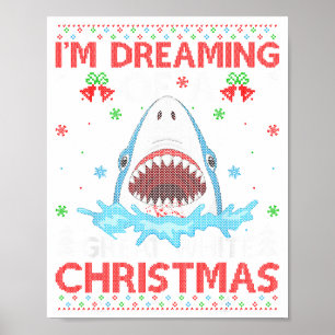 Affiche Grand Requin Blanc Sweat de Noël Horrible Pêche au