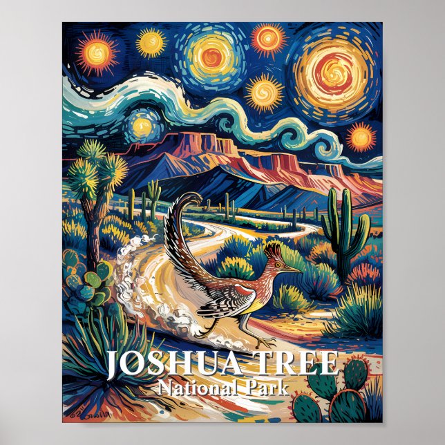 Affiche Grand Roadrunner de Joshua Tree Nuit Van Gogh Pers (Devant)