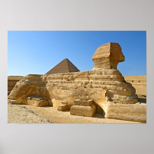 Affiche Grand Sphinx de Gizeh avec la pyramide de Khafre - (Devant)