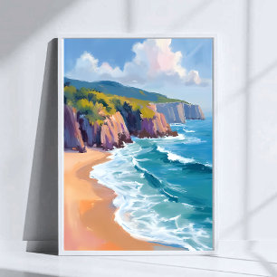 Affiche Grand Sur, peinture à l'aquarelle de l'océan en Ca