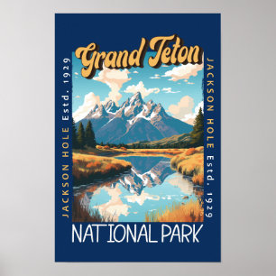 Affiche Grand Teton National Park Jackson Hole en détresse