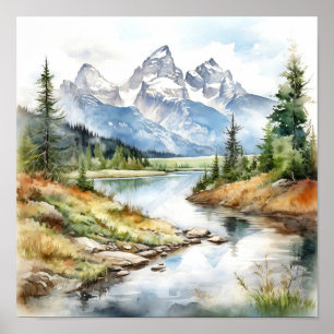 Affiche Grand Teton National Park Painting Imprimer