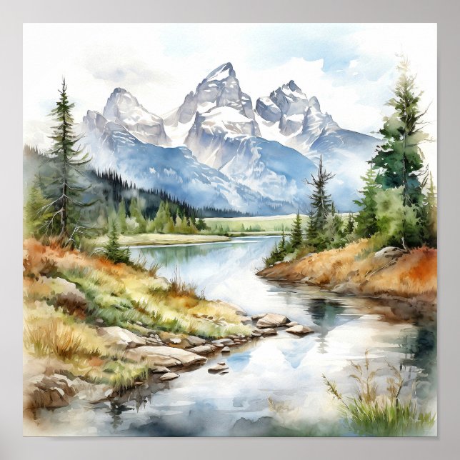 Affiche Grand Teton National Park Painting Imprimer (Devant)