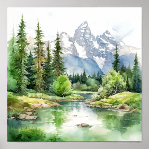 Affiche Grand Teton National Park Painting Imprimer