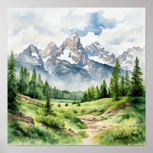Affiche Grand Teton National Park Painting Imprimer