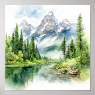 Affiche Grand Teton National Park Painting Imprimer