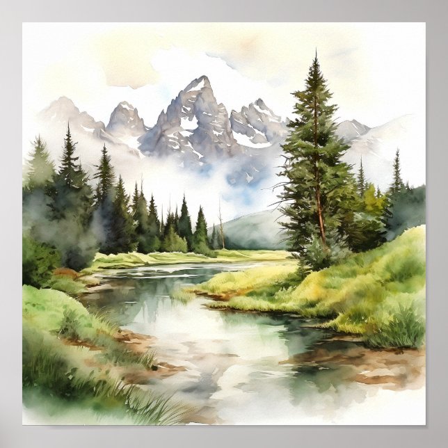 Affiche Grand Teton National Park Painting Imprimer (Devant)