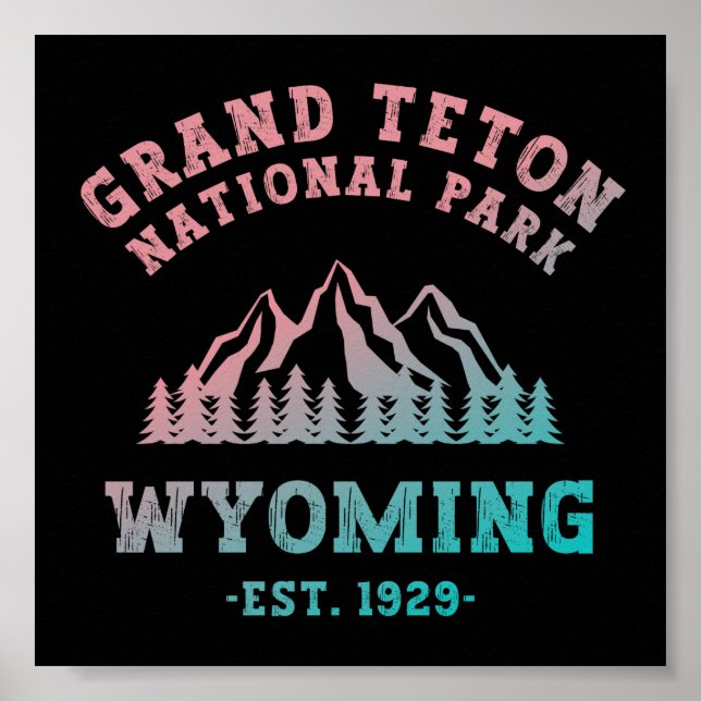 Affiche Grand Teton National Park Wyoming USA Gradient (Devant)