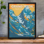 Affiche Grand Teton National Park Wyoming Vintage<br><div class="desc">Grande Teton artwork vectorielle dans un design de fenêtre. Le parc comprend les principaux sommets de la chaîne de Teton ainsi que la plupart des sections nord de la vallée connue sous le nom de Jackson Hole.</div>
