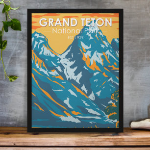 Affiche Grand Teton National Park Wyoming Vintage