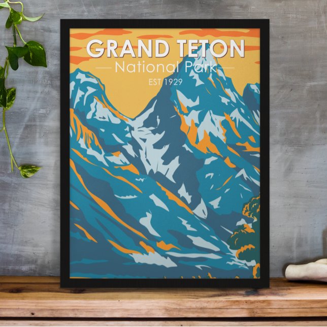 Affiche Grand Teton Parc National Wyoming Vintage (Créateur téléchargé)