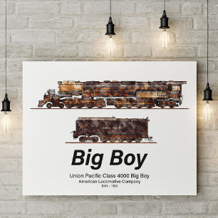 Affiche Grand train à vapeur vintage Big Boy Locomotive am